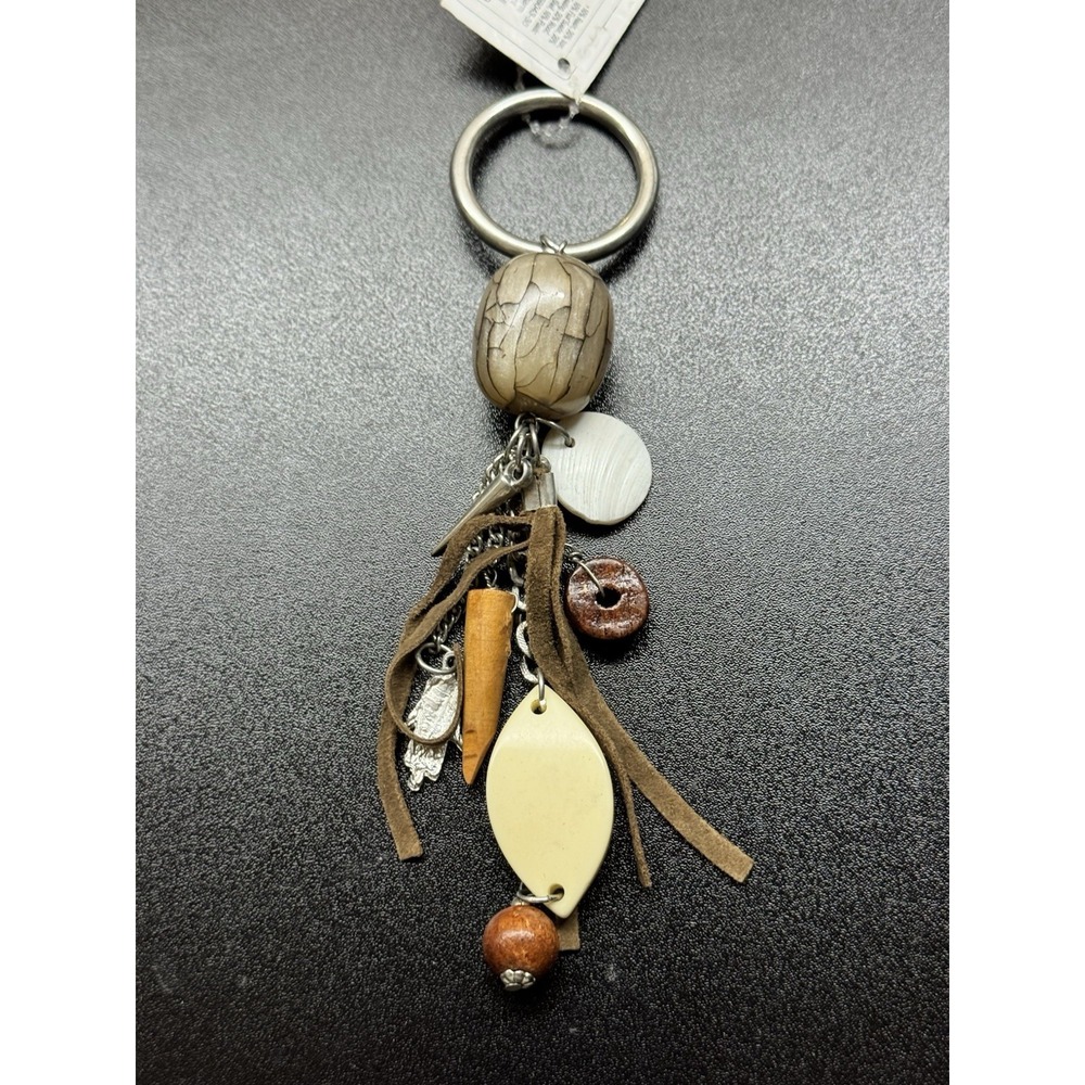 RCS Gifts All Jazzed Up Keychain‎ Charm Mixed Materials Boho Rustic NWT Charm